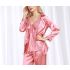 Pink 3 Pcs Silk Sleepwear Pyjamas with Robe