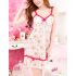 Floral Babydoll Dress with Pink Lace Trim 