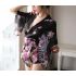 Black Floral Butterfly Sleeve Robe