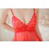 Red Lace and Mesh Halter Babydoll Dress
