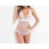 White Front Cut Translucent Lace Teddy 