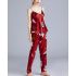 Red Nature Print Satin Pajamas Pant Set