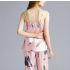 Pink Nature Print Satin Pajamas Pant Set