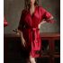 Wine Red Satin Lace Chemise and Robe Set