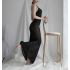 Black Sleeveless Bareback Long Dress