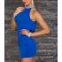 Blue Round Neck Halter Sequin Mini Dress