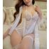 White Lace Mesh Teddy with Robe