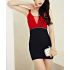 Dual Red Black Tone Tight Fitting Bodycon Dress