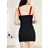 Dual Red Black Tone Tight Fitting Bodycon Dress