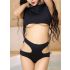 Black 2 piece Swimwear with Super Short Top and Strappy Bottom