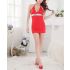 Red Mini Dress with Roundneck Halter
