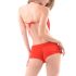 Red Halter Chain Cowl Neck Top with Matching Boyshort 