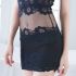 Black Floral Translucent Lacey Mini Dress