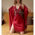 Wine Red Satin Lace Chemise and Robe Set