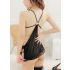Black O Ring Cross Back Chemise Dress with Revealing Sides