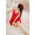 Red Lace and Mesh Halter Babydoll Dress