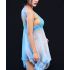 Blue Lace and Mesh Halter Babydoll Dress
