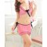 Pink Two Piece Lingerie with Ruffles Trim