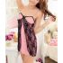 Pink Loose Chemise With Front Floral Lace