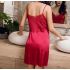 Elegant Red Chemise Sleepwear Dress