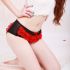 Black Open Crotch Panties with Red Trim 