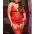 Plus Size Red Lace Mesh Teddy