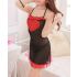 Black Babydoll Dress With Red Love Shape and Adjustable Straps
