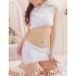 White Two Piece Cheongsam with Golden Embroidery