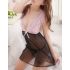 Pink Lace and Mesh with Side Slits and See Through Black Bottom Chemise