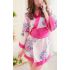 Pinkish Japanese Kimono Robe with Floral Print