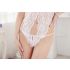 White Stretch Double V Lace Teddy