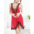 Red Front and Back Deep V Babydoll