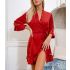 Short Mesh and Lace Flutter Red Robe