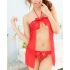 Red Halterneck Bow-knot Open Bust Teddy