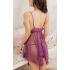 Purple Lace and Mesh Halter Babydoll Dress