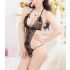 Black Open Crutch Flora Lace and Mesh Teddy